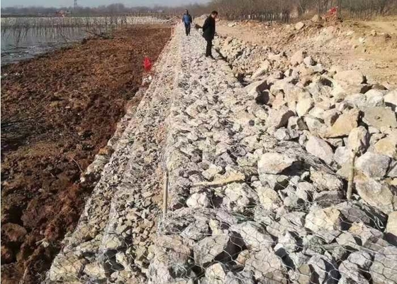 سلة الغابيون المعدنية الصديقة للبيئة فضة مغلفة / ملفوفة بالبيفيك