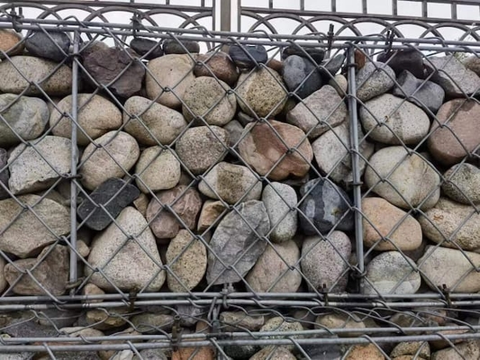 1x1x1m شبكة الأسلاك الغابيونية بطلاء بي في سي سمك 0.2-1mm