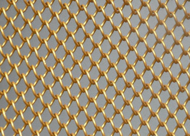 الستارة الزخرفية المعدنية الشبكة الألومنيوم الذهب 6mm X 6mm القسمة غرفة قابلة للتخصيص